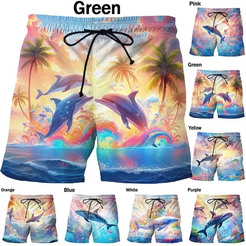 Trunks Board Surf - 3d Printing Dolphin Graphic Beach Shorts