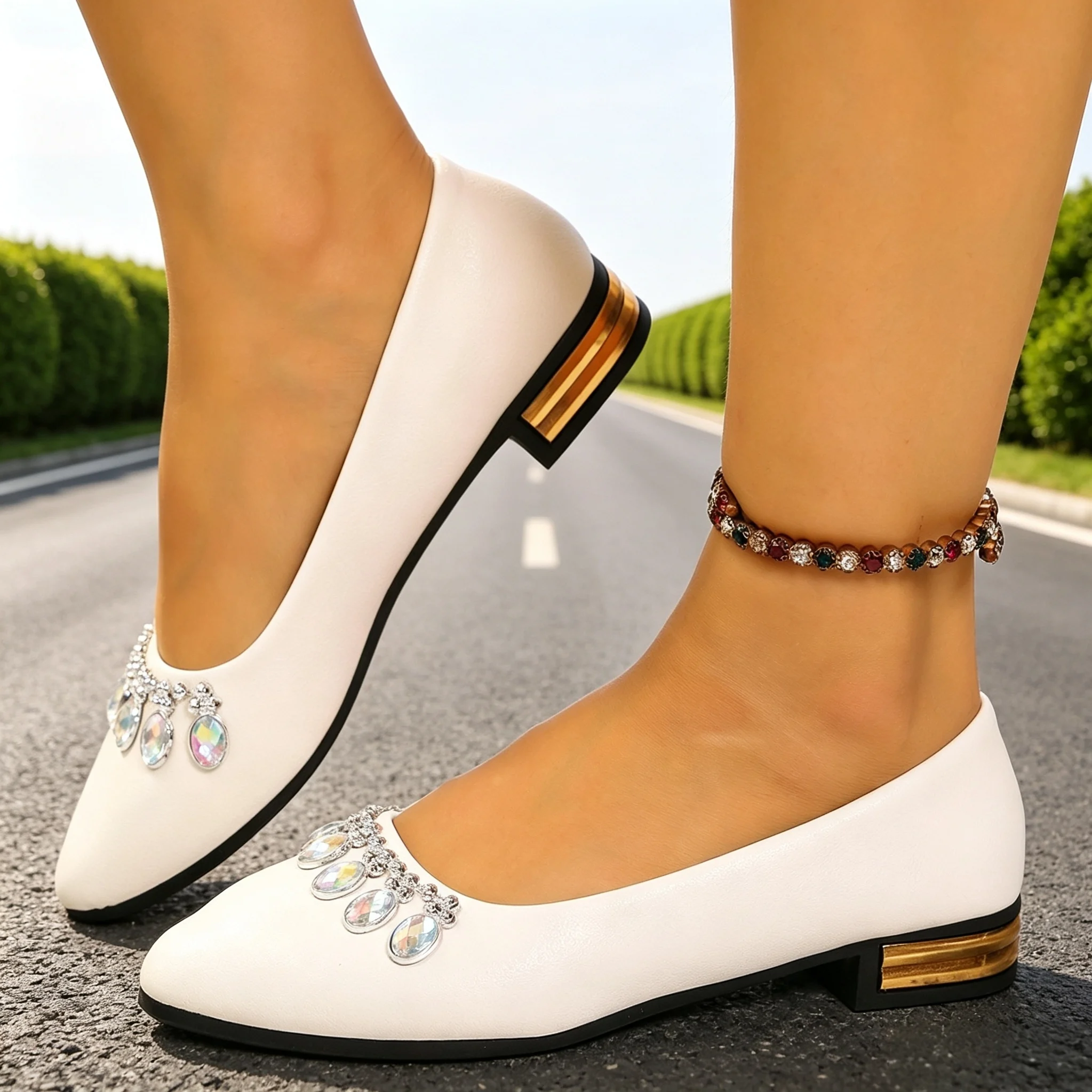 Espadrille Slip On - Women Flats Pointed Toe Ballet Shoes