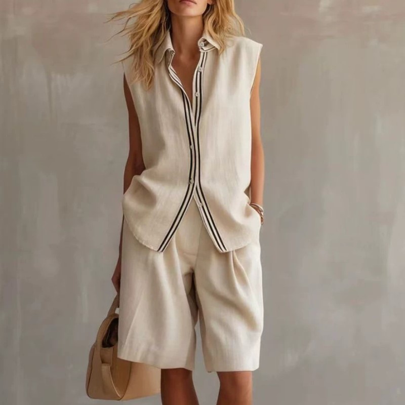 Summer Fashion Solid Linen Ble - Shirt Camp Collar ulasan dan harga