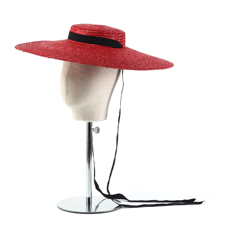 15cm Wide Brim Straw Hat Flat  - Bucket Hat Straw ulasan dan harga