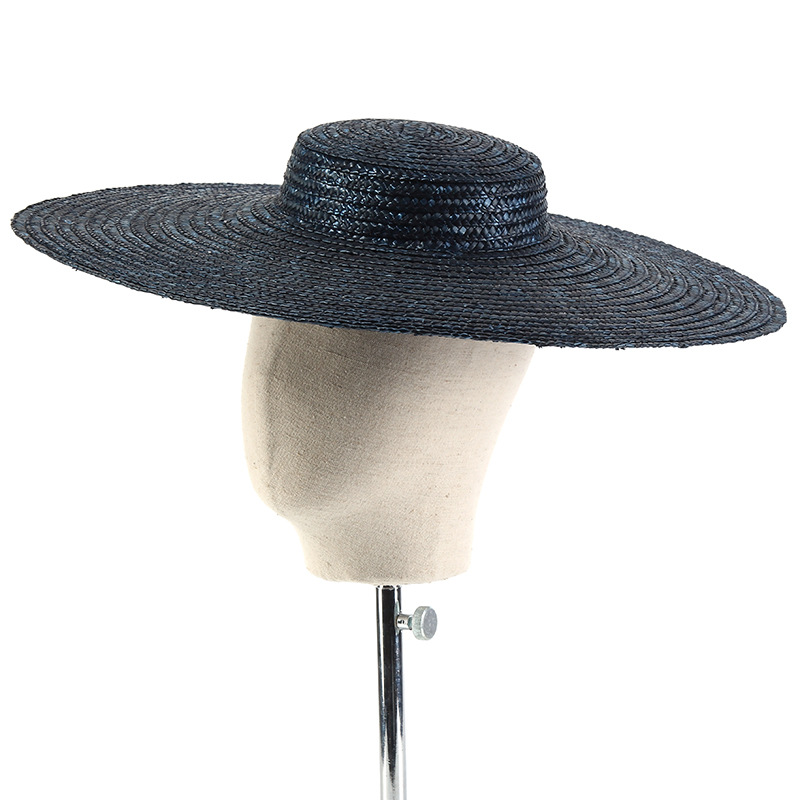 15cm Wide Brim Straw Hat Flat  - Bucket Hat Straw ulasan dan harga