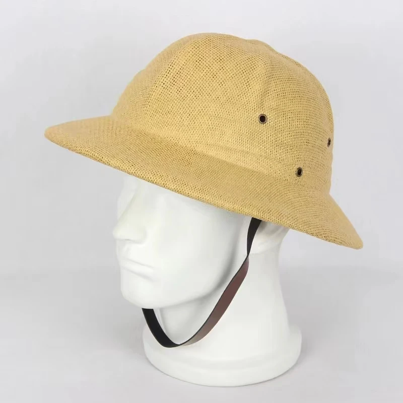 100% Straw Helmet Pith Sun Hat - Bucket Hat Straw ulasan dan harga