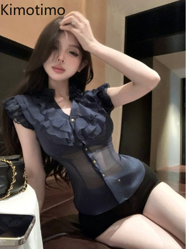 Kimotimo Elegant Sleeveless Ch - Shirt Camp Collar ulasan dan harga