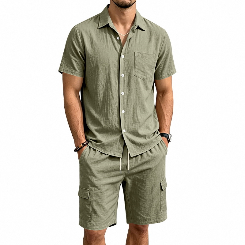Men Summer American Linen Two  - Short Linen Drawstring ulasan dan harga