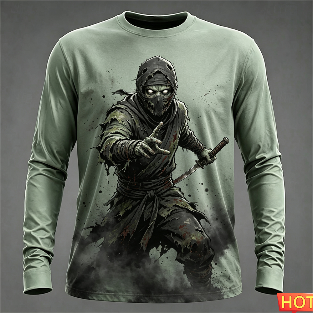 Autumn winter Men's Long sleev - Tee Graphic Print ulasan dan harga