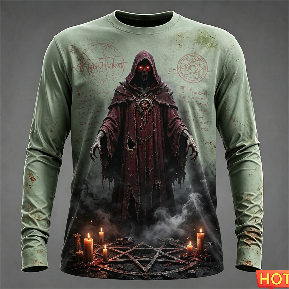 Autumn winter Men's Long sleev - Tee Graphic Print ulasan dan harga
